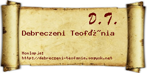 Debreczeni Teofánia névjegykártya